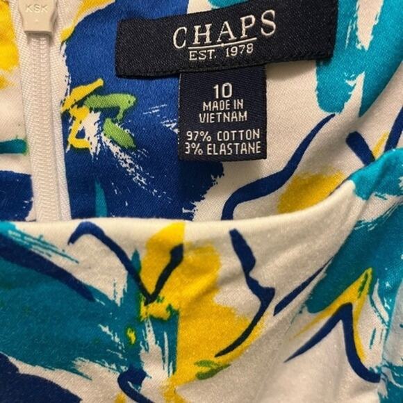 Chaps Dress Women's Cotton Floral Size 10 Pleated Front Sleeveless - Picture 7 of 8